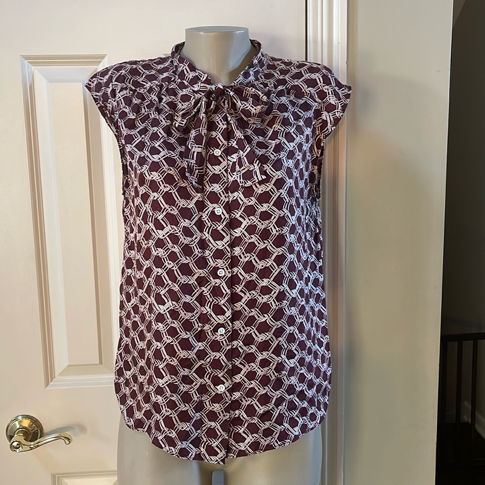 J . crew print button front bow tie neckline blouse, 12